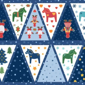 Lewis and Irene - Tomtens Folklore Christmas Bunting Panel