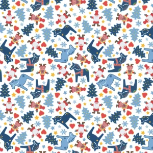 Lewis and Irene - Tomtens Folklore - CE45 Blue Christmas Horses on White
